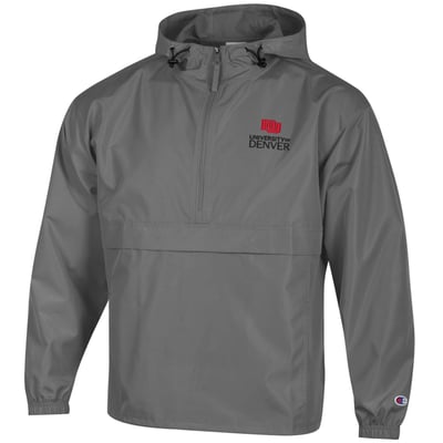 Denver Pioneers Champion Packable Half-Zip Hooded Jacket - Gray
