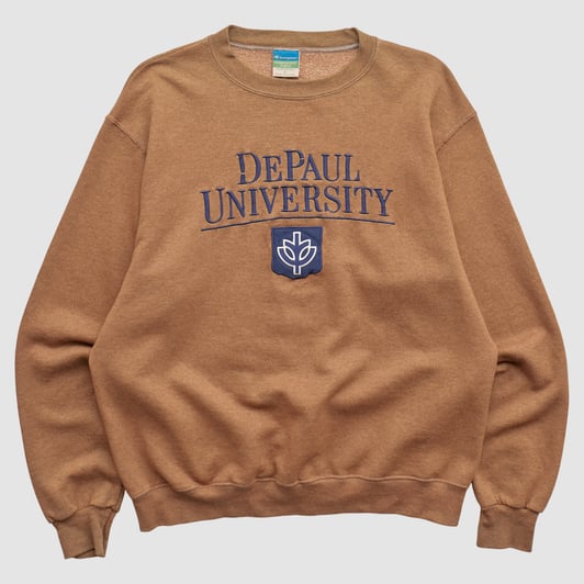 DePaul Blue Demons Champion 2010s Pullover Sweatshirt - Clay - M by Fanatics Real Vintage