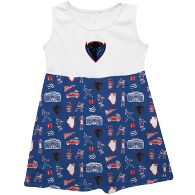  DePaul Blue Demons Vive La Fete Girls Toddler Impressions Artwork Tank Top Dress - Navy