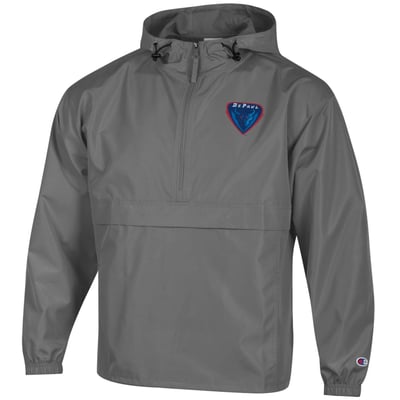DePaul Blue Demons Champion Packable Half-Zip Hooded Jacket - Gray
