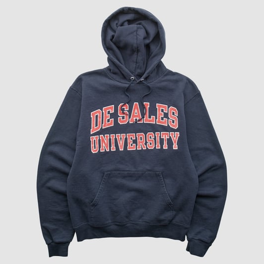 DeSales Bulldogs Champion 2000s Hooded Pullover Sweatshirt - Navy - XS by Fanatics Real Vintage