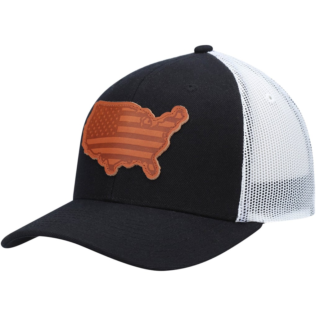 USA Local Crowns Leather State Applique Trucker Snapback Hat - Black