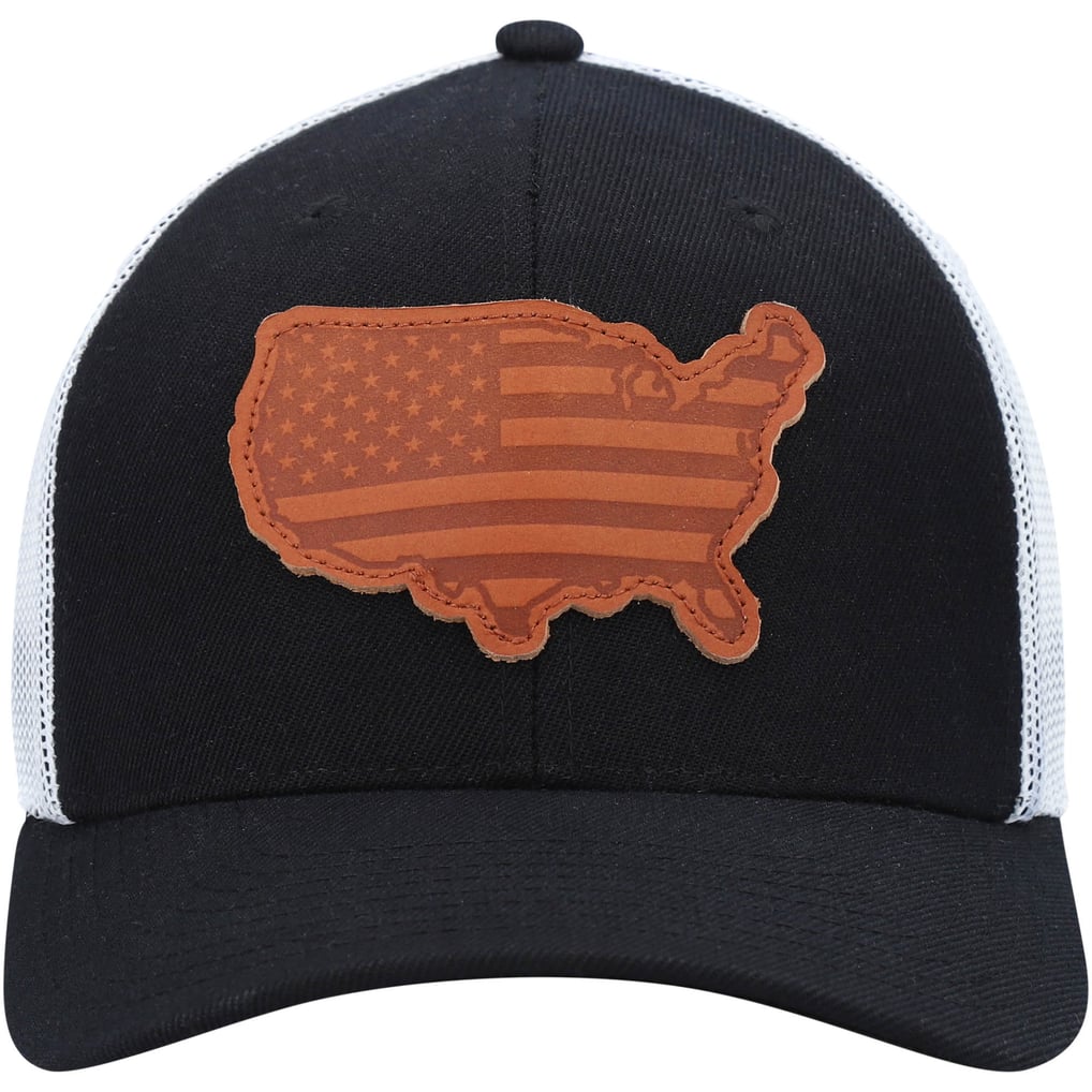 USA Local Crowns Leather State Applique Trucker Snapback Hat - Black