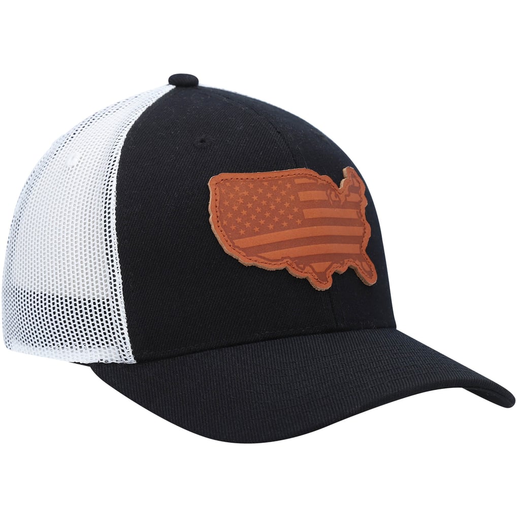 USA Local Crowns Leather State Applique Trucker Snapback Hat - Black