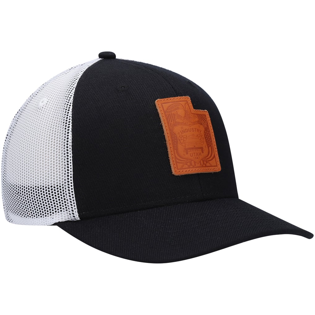 Utah Local Crowns Leather State Applique Trucker Snapback Hat - Black