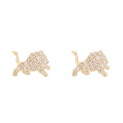  Detroit Lions LUV AJ  Pave Logo Stud Earrings - Gold