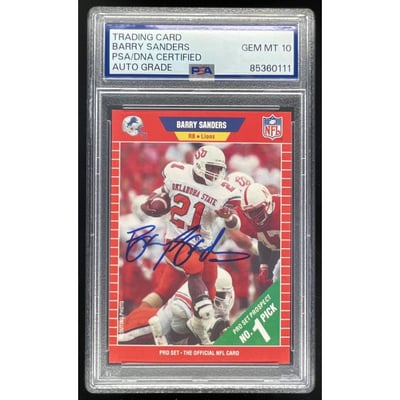 1989 Pro Set #494 Barry Sanders RC Auto PSA 10