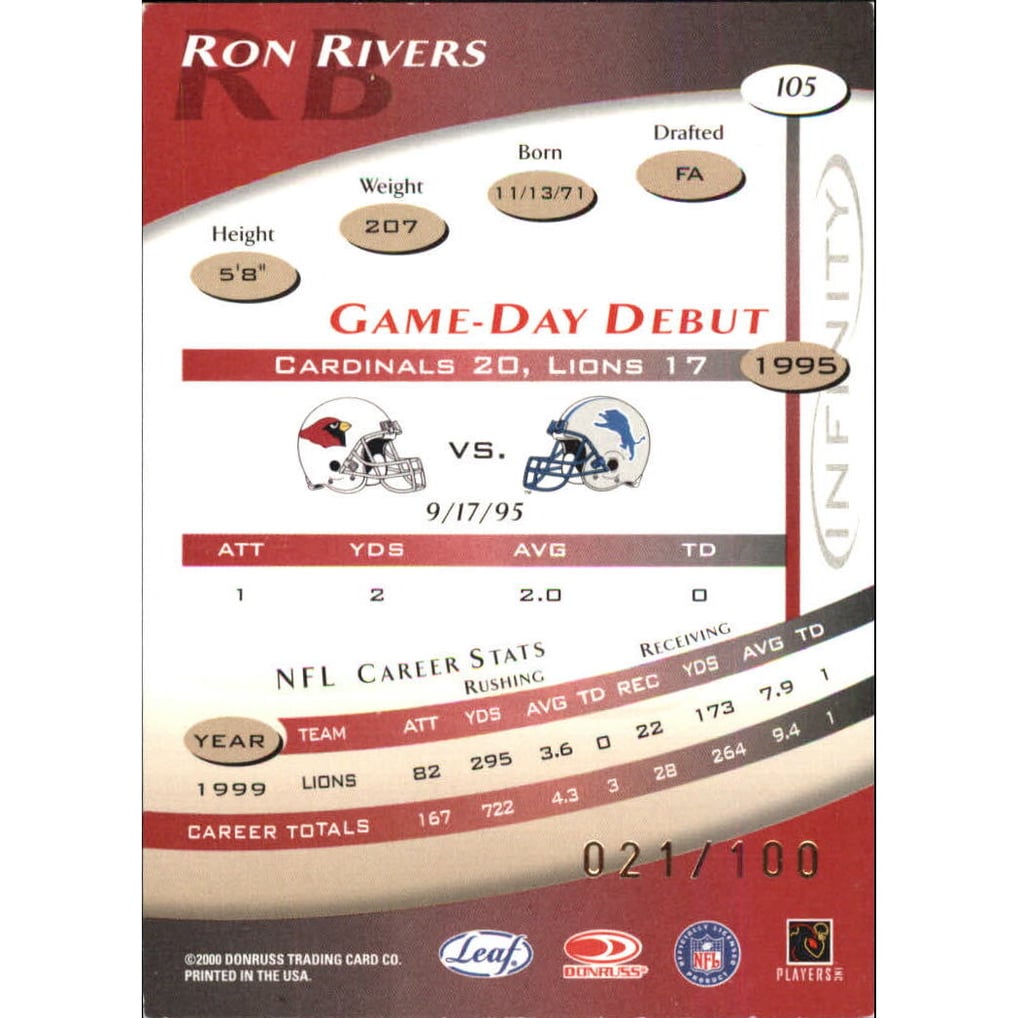 2000 Quantum Leaf Infinity Red #105 Ron Rivers