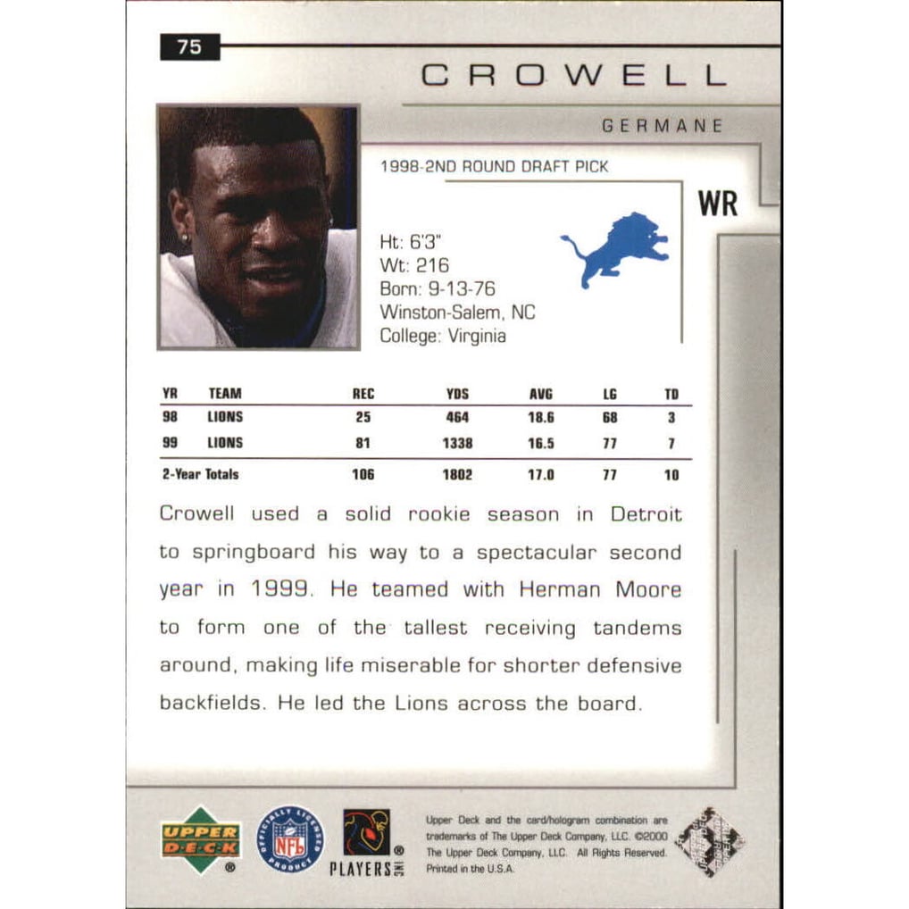 2000 Upper Deck Exclusives Silver #75 Germane Crowell