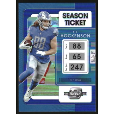 2021 Panini Contenders Optic Blue #50 T.J. Hockenson