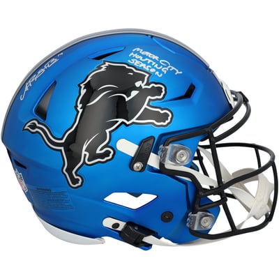 Amon-Ra St. Brown Detroit Lions Autographed Fanatics Authentic Riddell Speed Flex Authentic Helmet with "Motor City Hunting Season" Inscription 