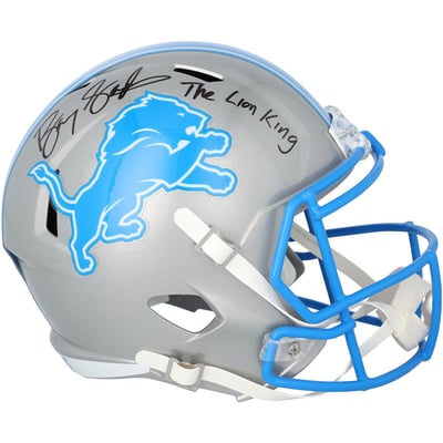 Barry Sanders Detroit Lions Autographed Fanatics Authentic Riddell Speed Replica Helmet with "Lion King" Inscription