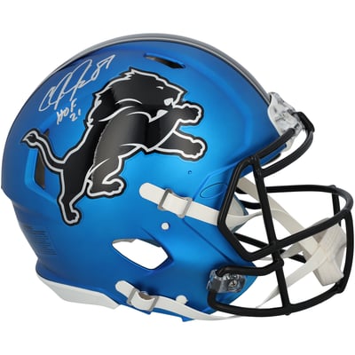 Calvin Johnson Detroit Lions Autographed Fanatics Authentic Riddell 2024 Alternate Speed Authentic Helmet with "HOF 21" Inscription