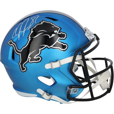Calvin Johnson Detroit Lions Autographed Fanatics Authentic Riddell 2024 Alternate Speed Replica Helmet