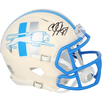 Calvin Johnson Detroit Lions Autographed Fanatics Authentic Riddell Retro Speed Mini Helmet 