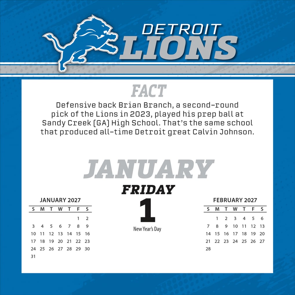 Detroit Lions 2027 Box Calendar