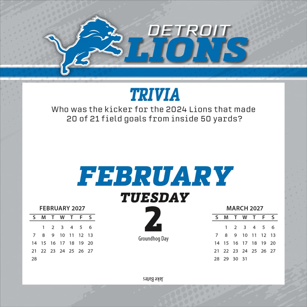 Detroit Lions 2027 Box Calendar