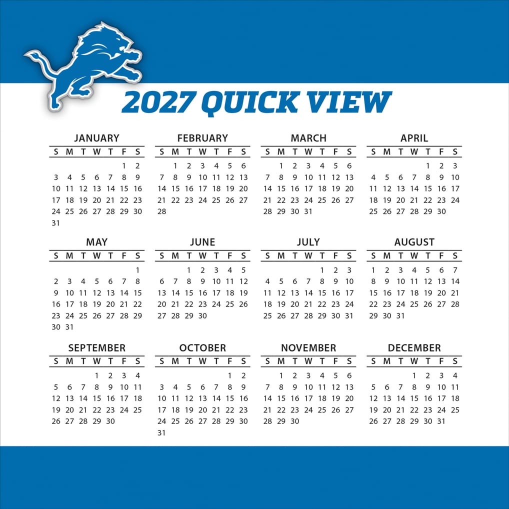 Detroit Lions 2027 Box Calendar