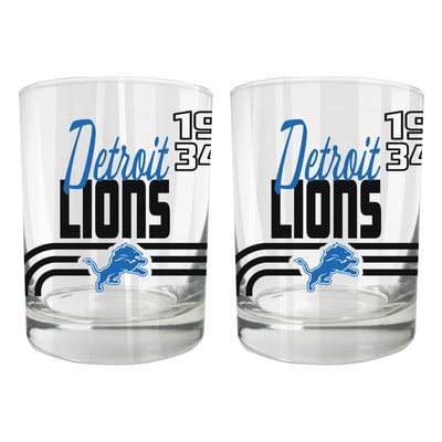 Detroit Lions Two-Piece 12oz. Heritage Rocks Glass Set