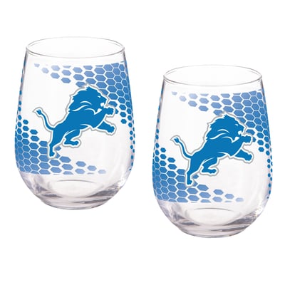 Detroit Lions Two-Piece 17oz. Color Fade Stemless Wine Glass Set