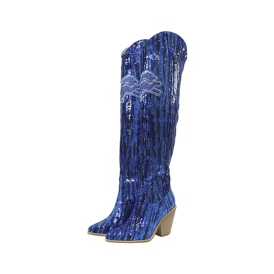  Detroit Lions FABGATING by Cuce Over-the-Knee Two-Tone Sequin Boots