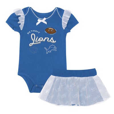 Detroit Lions Outerstuff Girls Infant Melted Hearts Printed Bodysuit and Skirt Set - Blue
