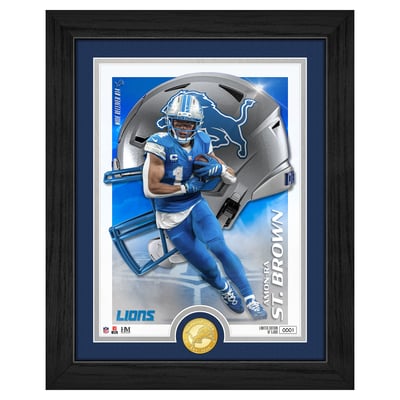Amon-Ra St. Brown Detroit Lions Highland Mint Limited Edition 13" x 16" Challenger Bronze Coin Photo Mint