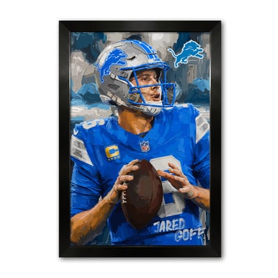 Jared Goff Detroit Lions 14" x 20" Framed Football Player Action Portrait – Artist Series Print
