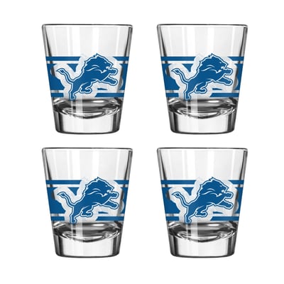 Detroit Lions Logo Brands Four-Piece Stripe Shot Glass Set