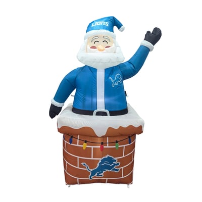 Detroit Lions Logo Brands Santa in Chimney Yard Inflatable