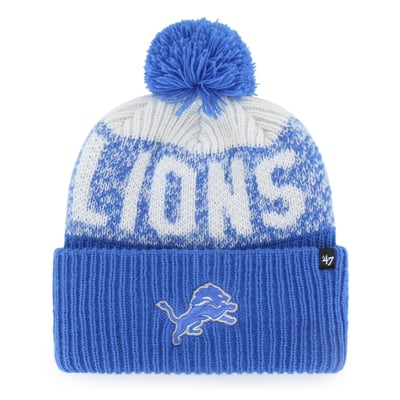  Detroit Lions '47  Bone Chill Cuffed Knit Hat with Pom - Blue