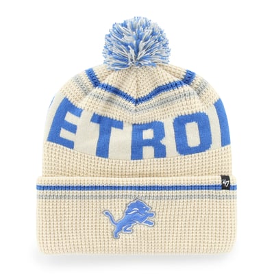  Detroit Lions '47 Quattrle Cuffed Knit Hat with Pom - Natural