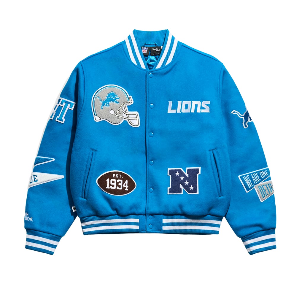 Men's Detroit Lions Chalk Line Blue Pennant Varsity Full-Snap Jacket
