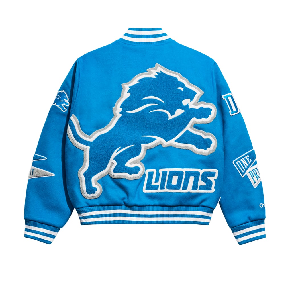 Men's Detroit Lions Chalk Line Blue Pennant Varsity Full-Snap Jacket