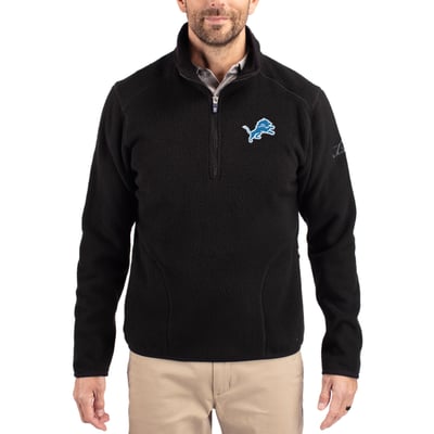 Detroit Lions Cutter & Buck Cascade Eco Sherpa Fleece Quarter-Zip Pullover Jacket - Black