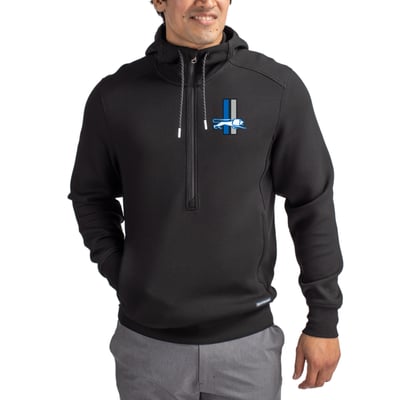 Detroit Lions Cutter & Buck Throwback Roam Eco Half-Zip Recycled Pullover Hoodie - Black