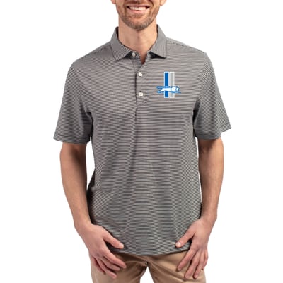  Detroit Lions Cutter & Buck Throwback Forge Eco Double Stripe Stretch Recycled Polo - Black/White