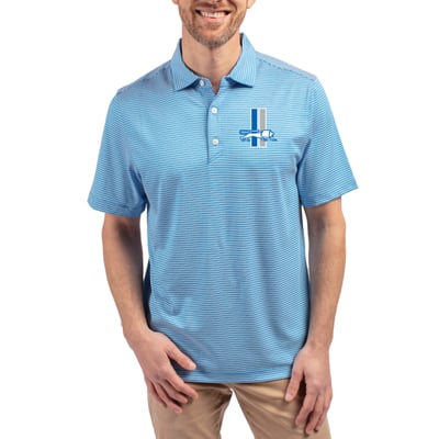  Detroit Lions Cutter & Buck Throwback Forge Eco Double Stripe Stretch Recycled Polo - Blue