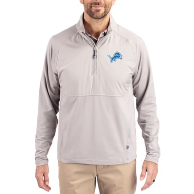Detroit Lions Cutter & Buck Adapt Eco Knit Hybrid Recycled Quarter-Zip Raglan Jacket - Gray