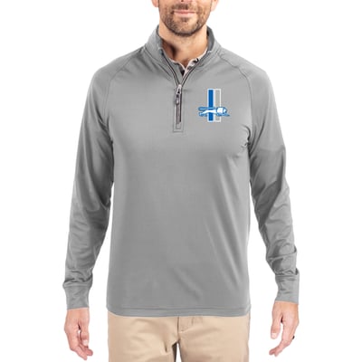 Detroit Lions Cutter & Buck Adapt Eco Knit Stretch Recycled Quarter-Zip Throwback Pullover Top - Gray