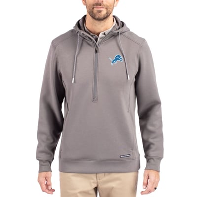 Detroit Lions Cutter & Buck Primary Mark Roam Eco Recycled Half-Zip Pullover Hoodie - Gray