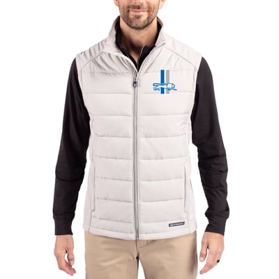 Detroit Lions Cutter & Buck Throwback Evoke Hybrid Eco Softshell Recycled Full-Zip Vest - Gray