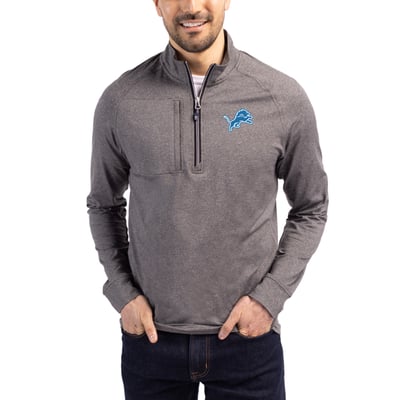 Detroit Lions Cutter & Buck  Adapt Eco Knit Quarter-Zip Pullover Top - Heather Black