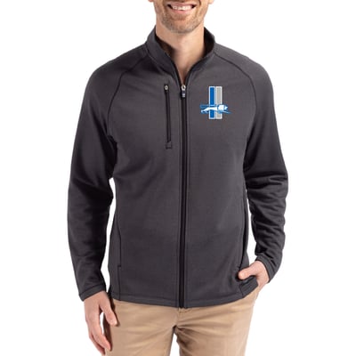 Detroit Lions Cutter & Buck Peshastin Eco Fleece Recycled Raglan Tri-Blend Full-Zip Jacket -  Heather Black