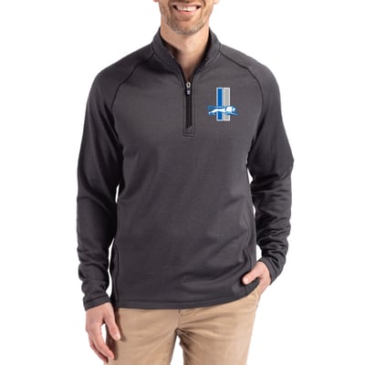 Detroit Lions Cutter & Buck Peshastin Eco Fleece Tri-Blend Raglan Recycled Quarter-Zip Jacket -  Heather Black