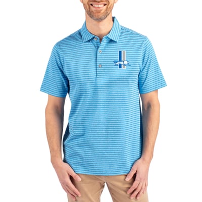 Detroit Lions Cutter & Buck Throwback Forge Eco Heather Stripe Stretch Recycled Polo - Heather Blue
