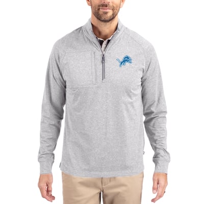 Detroit Lions Cutter & Buck  Adapt Eco Knit Quarter-Zip Pullover Top - Heather Gray