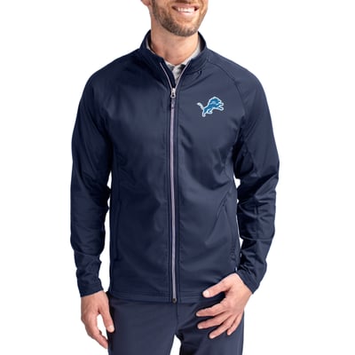 Detroit Lions Cutter & Buck Adapt Eco Knit Full-Zip Jacket - Navy