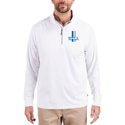 Detroit Lions Cutter & Buck Adapt Eco Knit Stretch Recycled Quarter-Zip Throwback Pullover Top - White