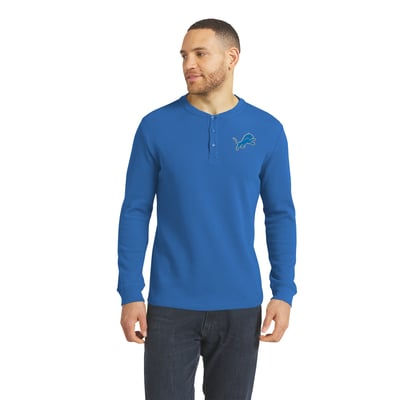  Detroit Lions Darius Rucker Collection by Fanatics Waffle-Knit Henley Long Sleeve T-Shirt - Blue